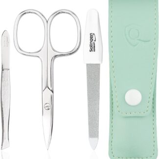 Forbicine e Pinzette – Set Manicure Professionale con Custodia in Similpelle. Include strumenti per Mani e Piedi, ideale per unghie curate. Perfetto come kit da viaggio, pratico ed elegante