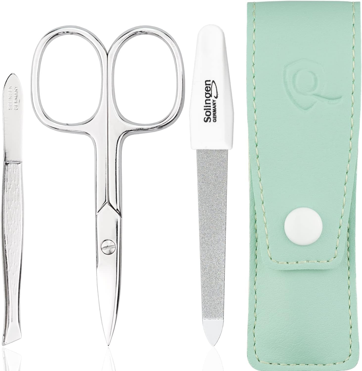 Forbicine e Pinzette – Set Manicure Professionale con Custodia in Similpelle. Include strumenti per Mani e Piedi, ideale per unghie curate. Perfetto come kit da viaggio, pratico ed elegante