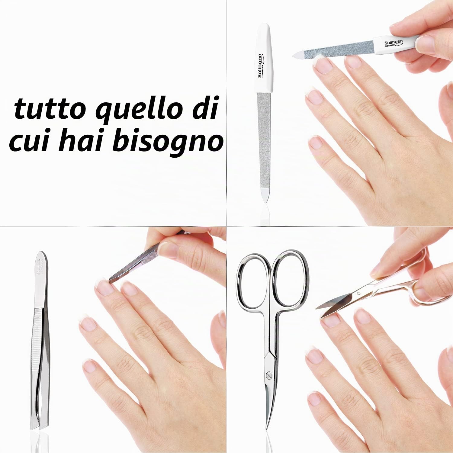 Forbicine e Pinzette – Set Manicure Professionale con Custodia in Similpelle. Include strumenti per Mani e Piedi, ideale per unghie curate. Perfetto come kit da viaggio, pratico ed elegante - immagine 3