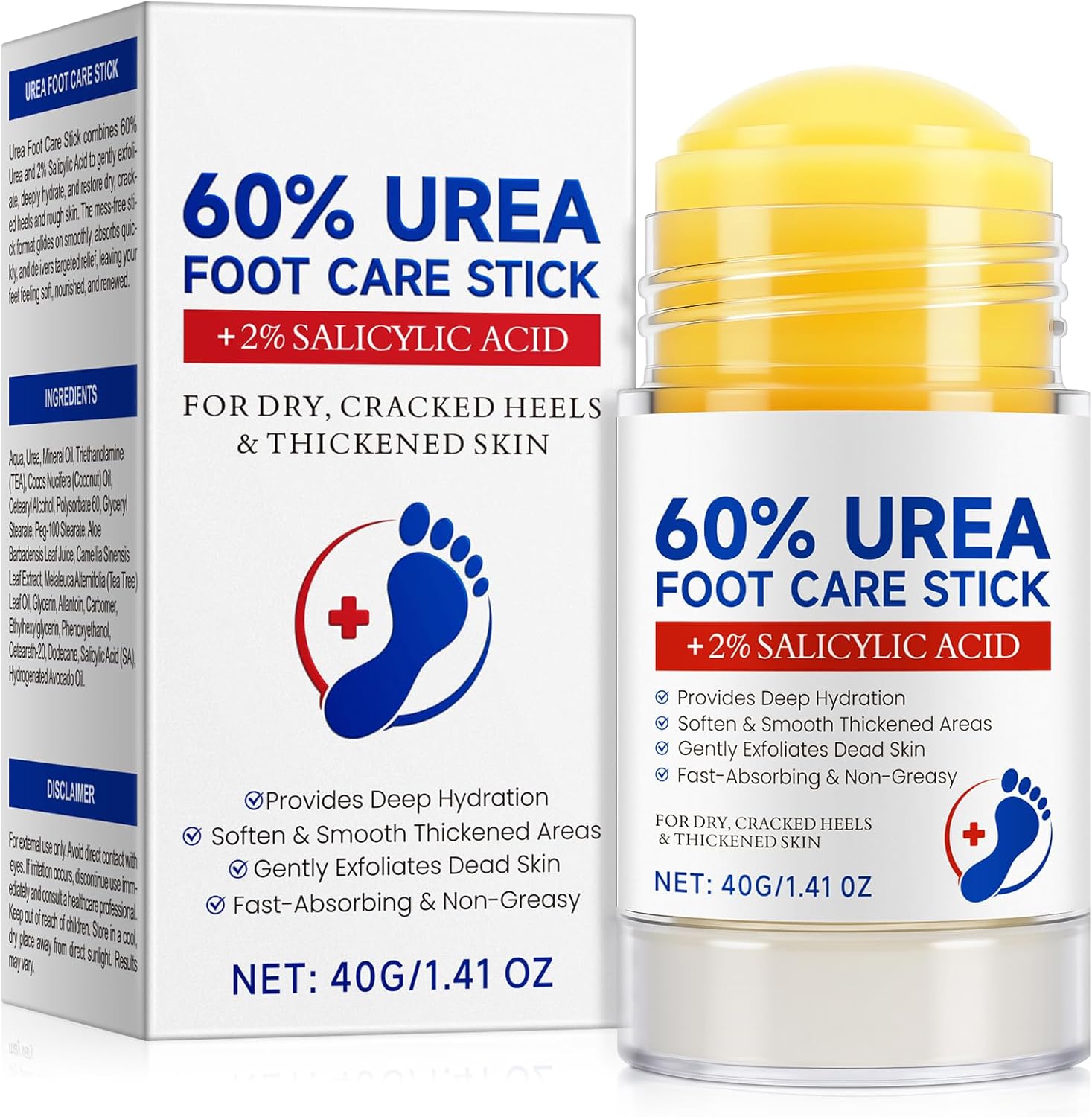 Crema Piedi Arricchita con Urea al 60% per Levigare la Pelle Ruvida e Dura, Idratazione Profonda per Piedi più Morbidi e Lisci,40g