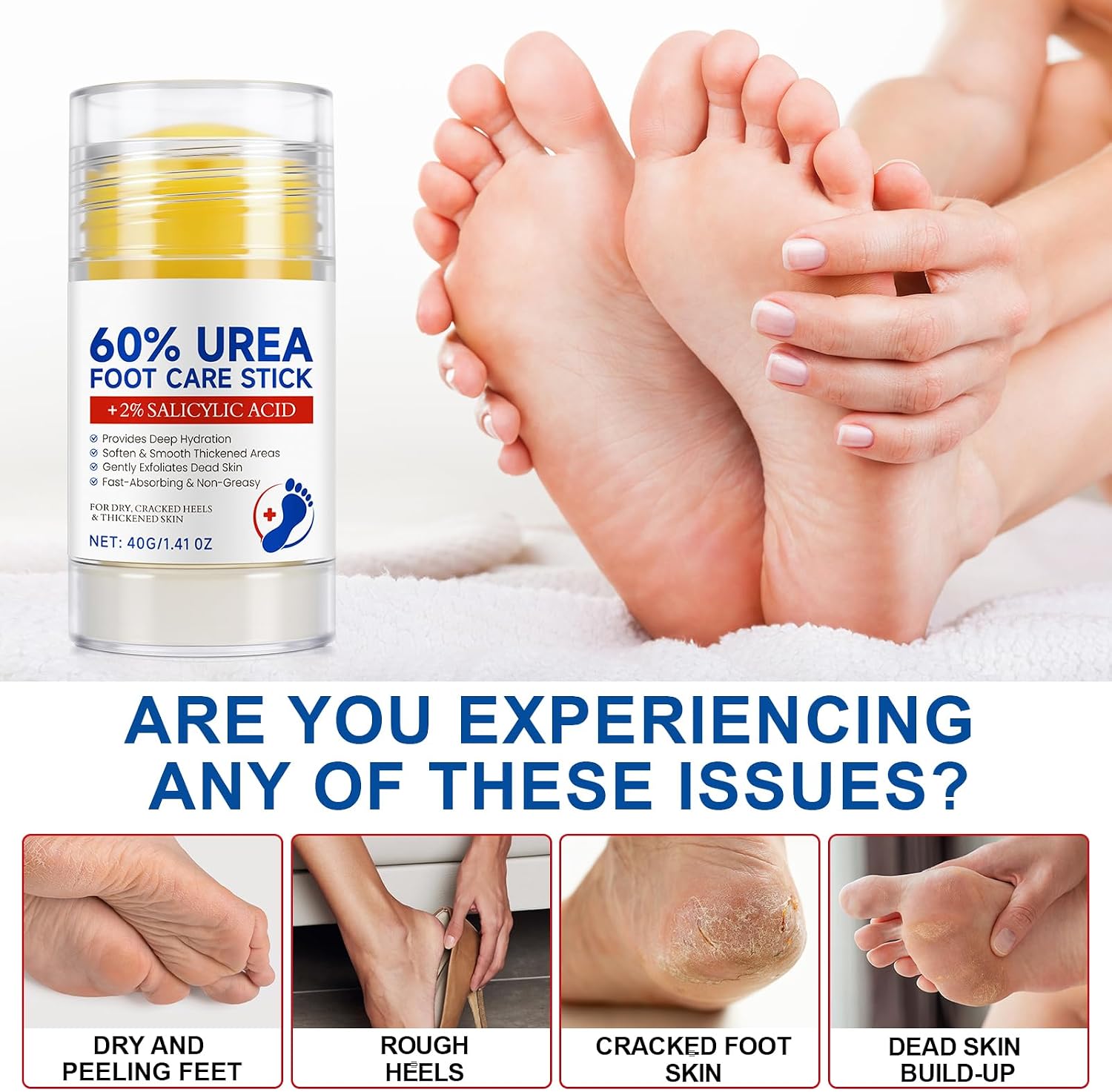 Crema Piedi Arricchita con Urea al 60% per Levigare la Pelle Ruvida e Dura, Idratazione Profonda per Piedi più Morbidi e Lisci,40g - immagine 5