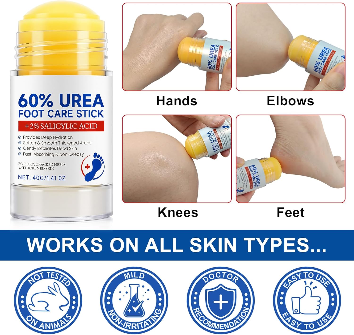 Crema Piedi Arricchita con Urea al 60% per Levigare la Pelle Ruvida e Dura, Idratazione Profonda per Piedi più Morbidi e Lisci,40g - immagine 6
