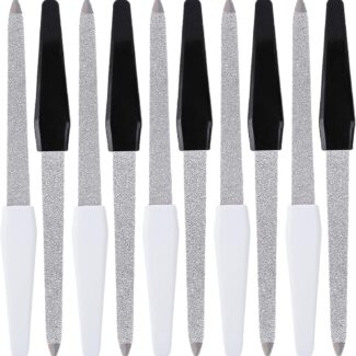 KEYRI 10 Pezzi Lima per Unghie, Lime Professionali per Unghie Doppia Faccia Limetta Unghie in Metallo per Manicure e Pedicure Lungo Lime per Unghie Uso in Salone e a Casa（5 Nero + 5 Bianco）