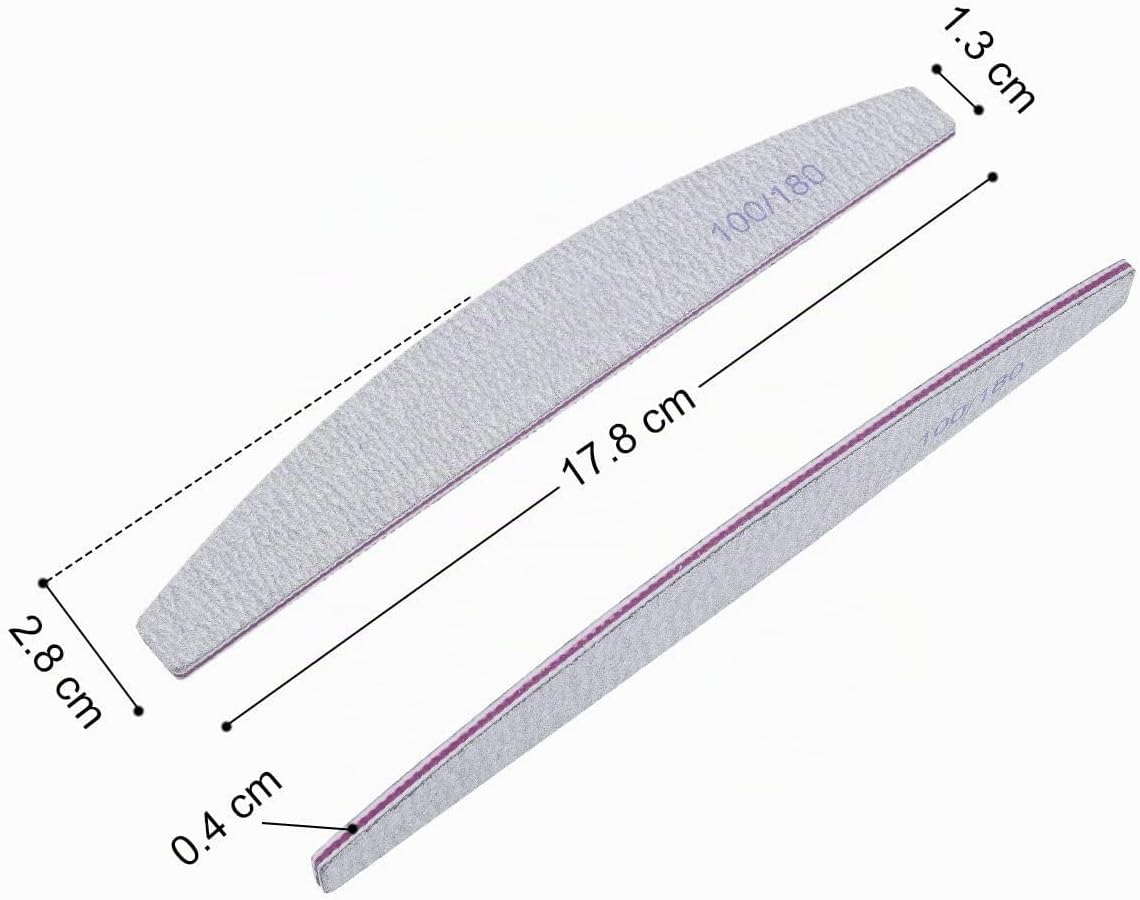 16 Pezzi Lime per Unghie 100/180, URAQT Professionali Lavabile a Doppia Faccia, Mezza luna Bilaterale Strumenti per la Cura Degli Unghie, per Uso Domestico e Salone - immagine 4