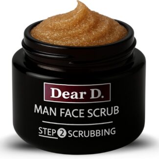 Dear D Scrub Viso Uomo | Crema Scrub Viso Uomo Ad Azione Purificante, Illuminante Ed Esfoliante | Perfetto Per Pelli Grasse E Secche | Pratico Formato Da 50 ML