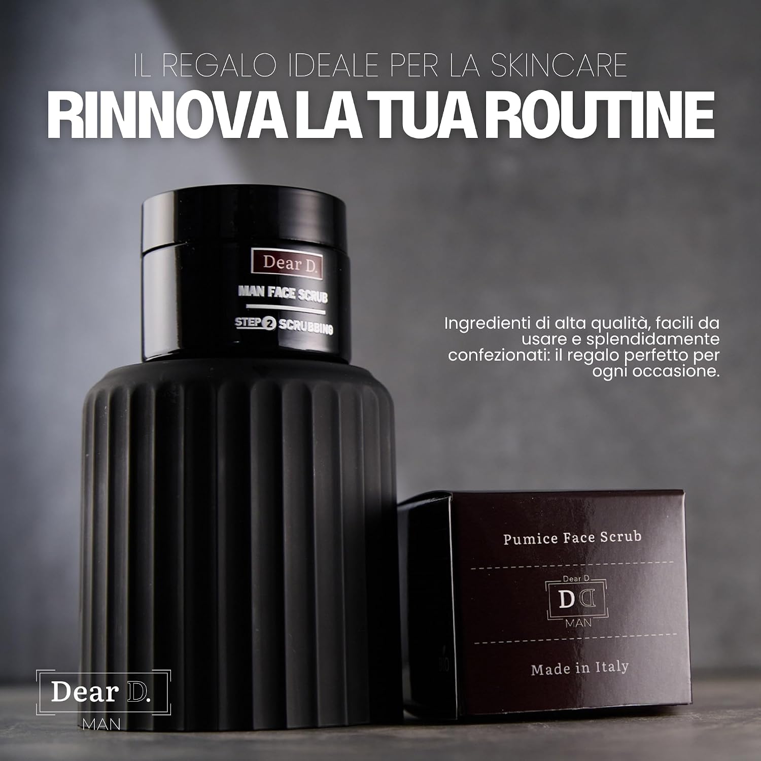 Dear D Scrub Viso Uomo | Crema Scrub Viso Uomo Ad Azione Purificante, Illuminante Ed Esfoliante | Perfetto Per Pelli Grasse E Secche | Pratico Formato Da 50 ML - immagine 6