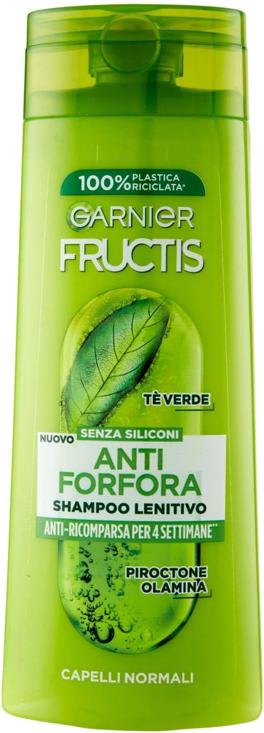 Garnier Fructis Shampoo Lenitivo, Per Capelli Normali, Azione Antiforfora, Con Tè Verde e Piroctone Olamina, 250 ml